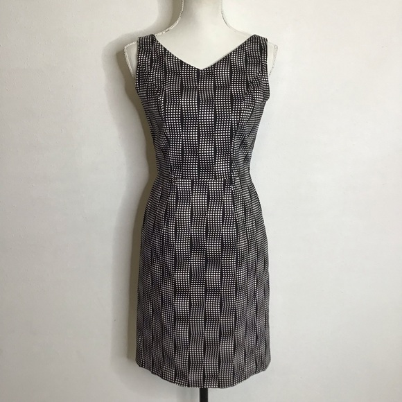 WORTHINGTON WOMEN VINTAGE PETITE BLACK WHITE POLKA DOT V-NECK CAREER DRESS SZ 6P - Picture 1 of 11